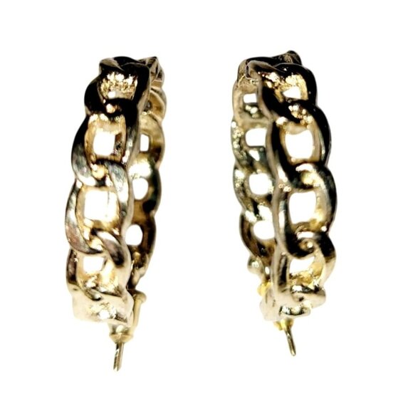 N/A Jewelry - Vintage Open Cuban Curb C Style Stud Hoop Earrings Lightweight